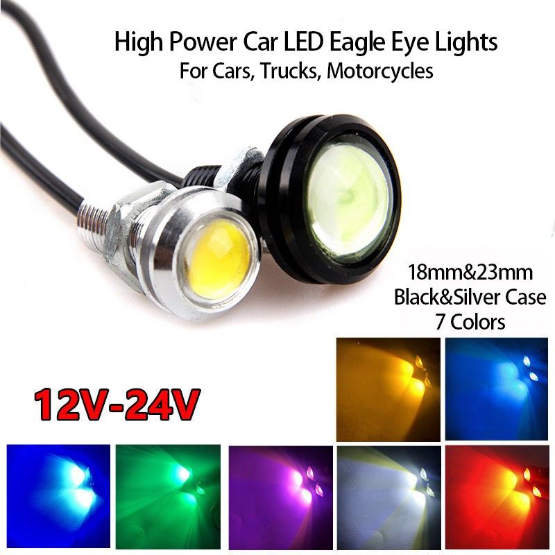 12V&24V 23MM/18MM LED Eagle Eye Light Car Fog DRL Daytime Reverse Parking Signal Lights Bulbs High Power Cars Trucks Motorcycles