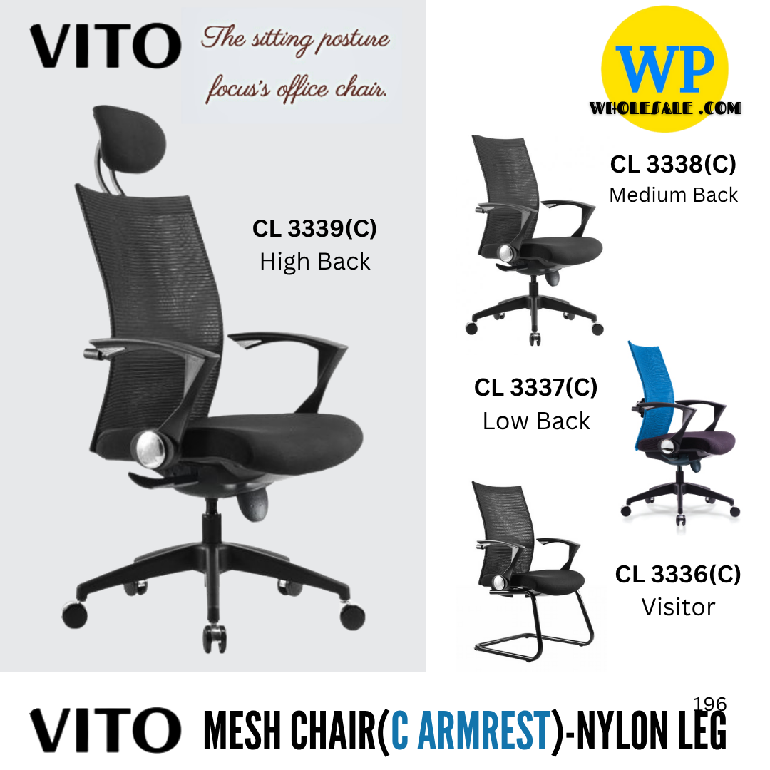 CLASSIC CHAIR VITO C ERGONOMIC MESH CHAIR - ALL SIZE / MESH SERIES / OFFICE CONFERENCE CHAIR / OFFICE SWIVEL CHAIR / ERGONOMIC CHAIR / EXECUTIVE CHAIR / DIRECTOR CHAIR / OFFICE CHAIR / MESH CHAIR / NYLON BASE / VITO
