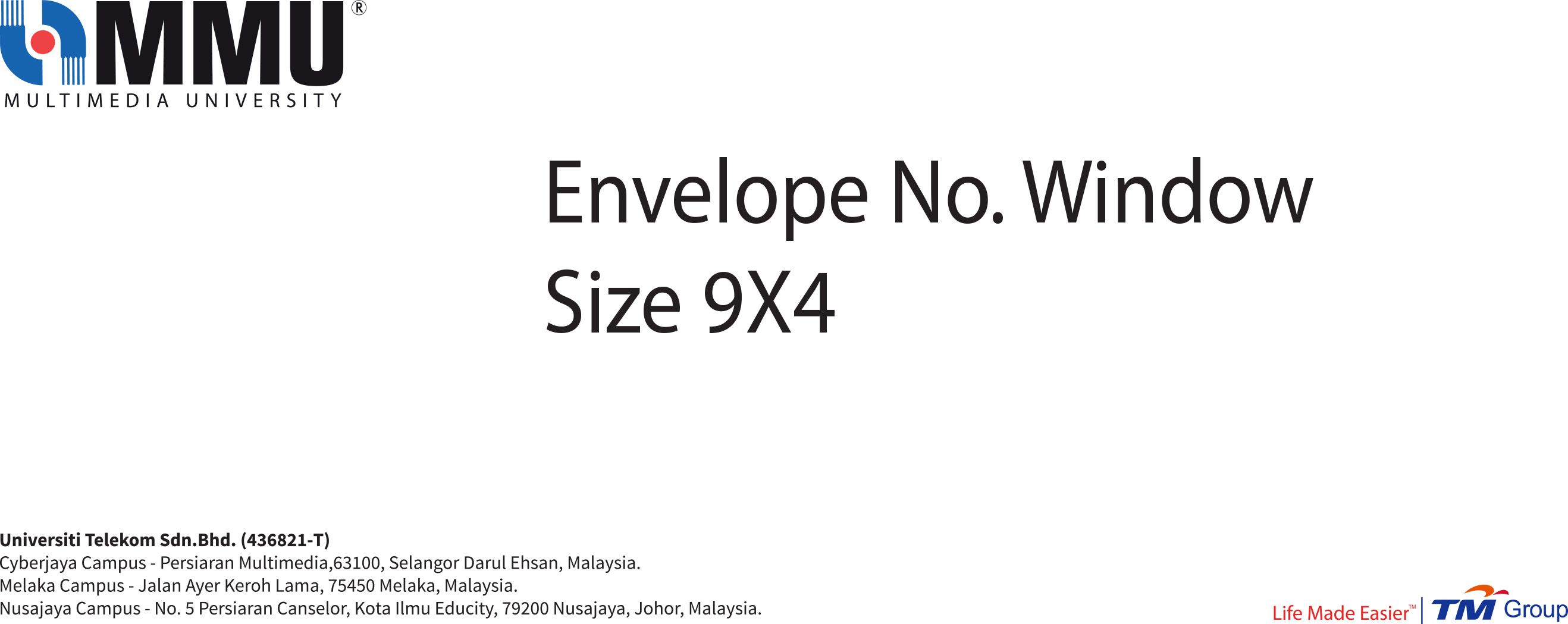 MMU Envelope No. Window 9 x 4 MOQ 10000 pieces
