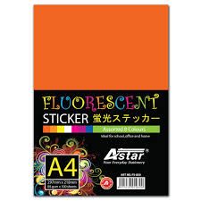Astar Fluorescent Sticker Orange 50 pieces