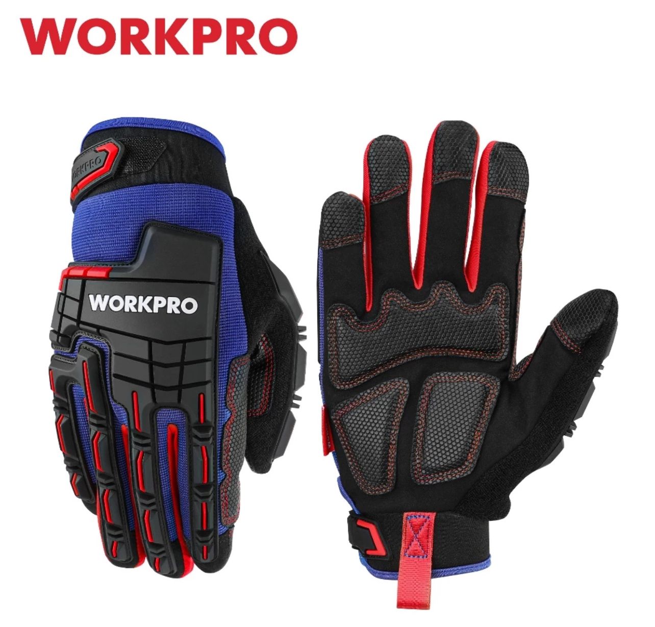 Workpro Heavy Duty Work Gloves Synthetic Leather Mechanic Gloves Impact Working Gloves PVC Protection Touch Screen