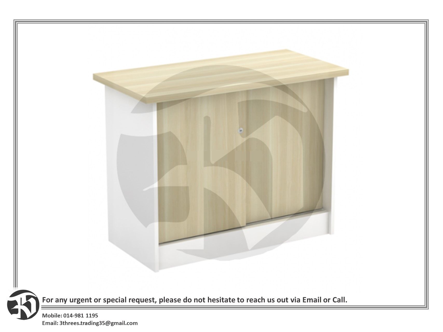 Sliding Door Cabinet 900W x 450D x 750H (mm)