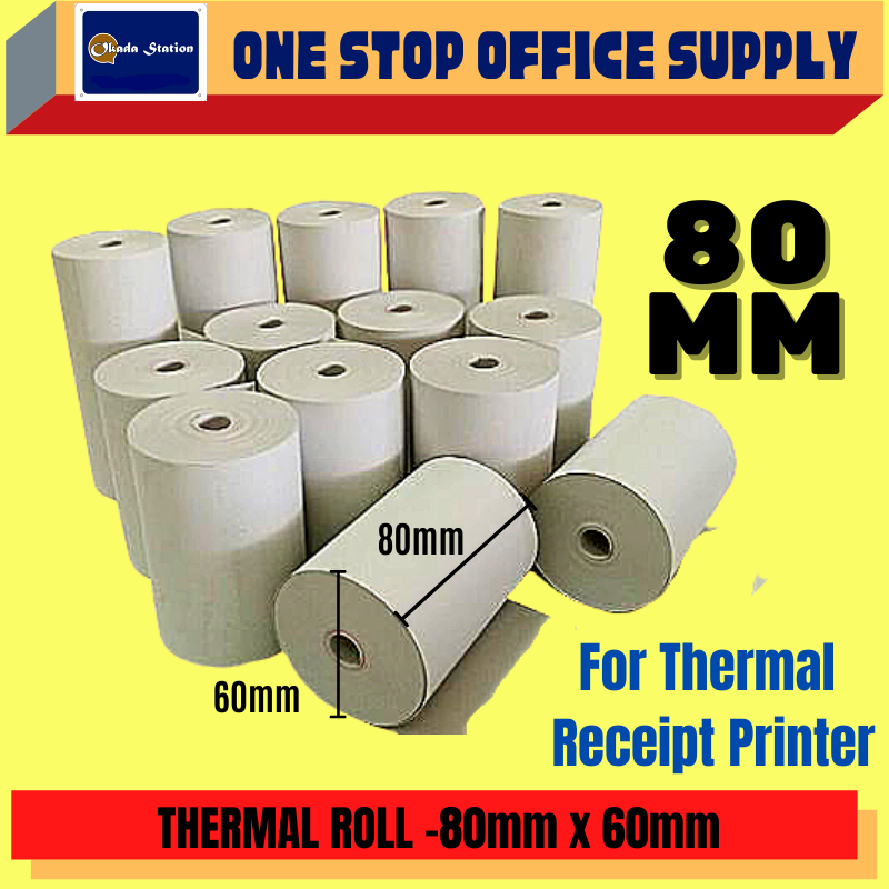 THERMAL PRINTER ROLL (80mm x 60mm X 12) / Thermal Roll / Thermal Receipt Roll / RHERMAL ROLLS /