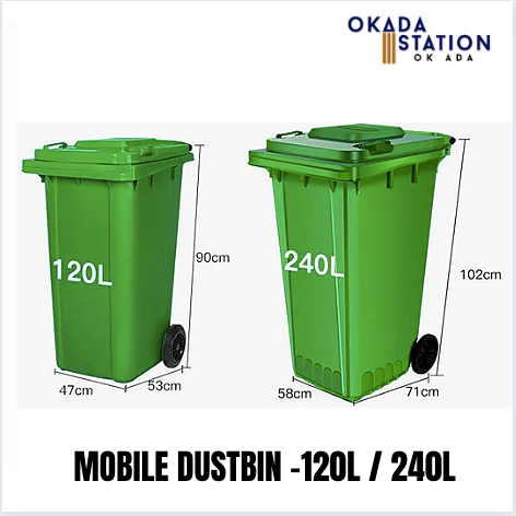 Mobile Waste Bin 120L / 240L / DUSTBIN / Mobile Waste Bin / 120 L / Wheeled Waste Bin / Outdoor Waste Bin