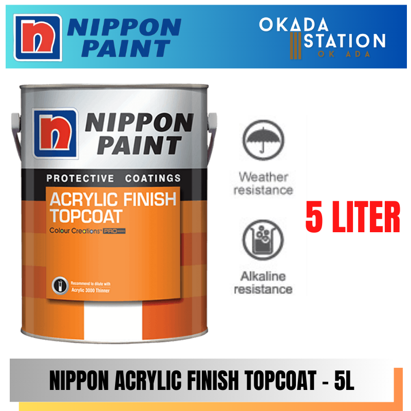 Nippon Paint / 5L / 5 Liter / Exterior Paint / Acrylic Finish Topcoat / Solvent Based / Cat Luaran / Cat Pelarut / Cat