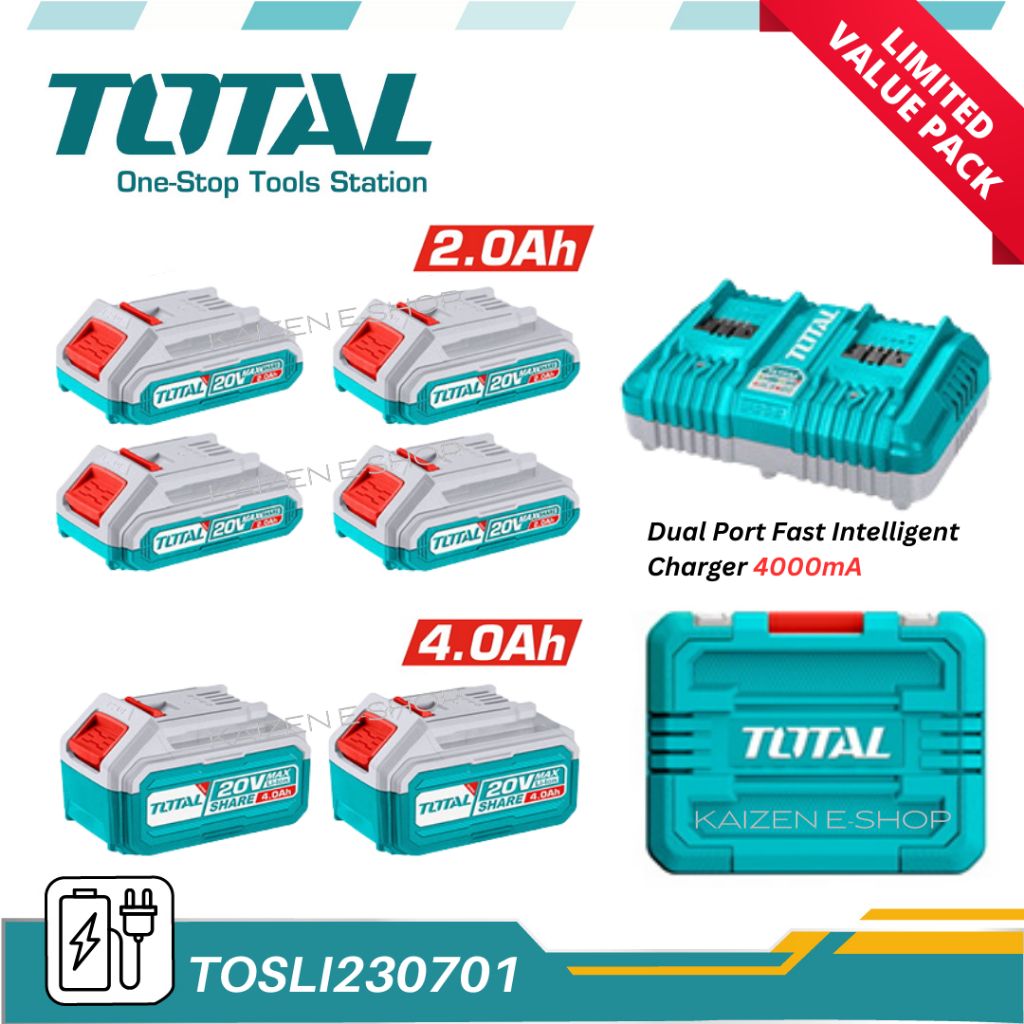 TOTAL TOSLI230701 LI-ION BATTERY & CHARGER KIT