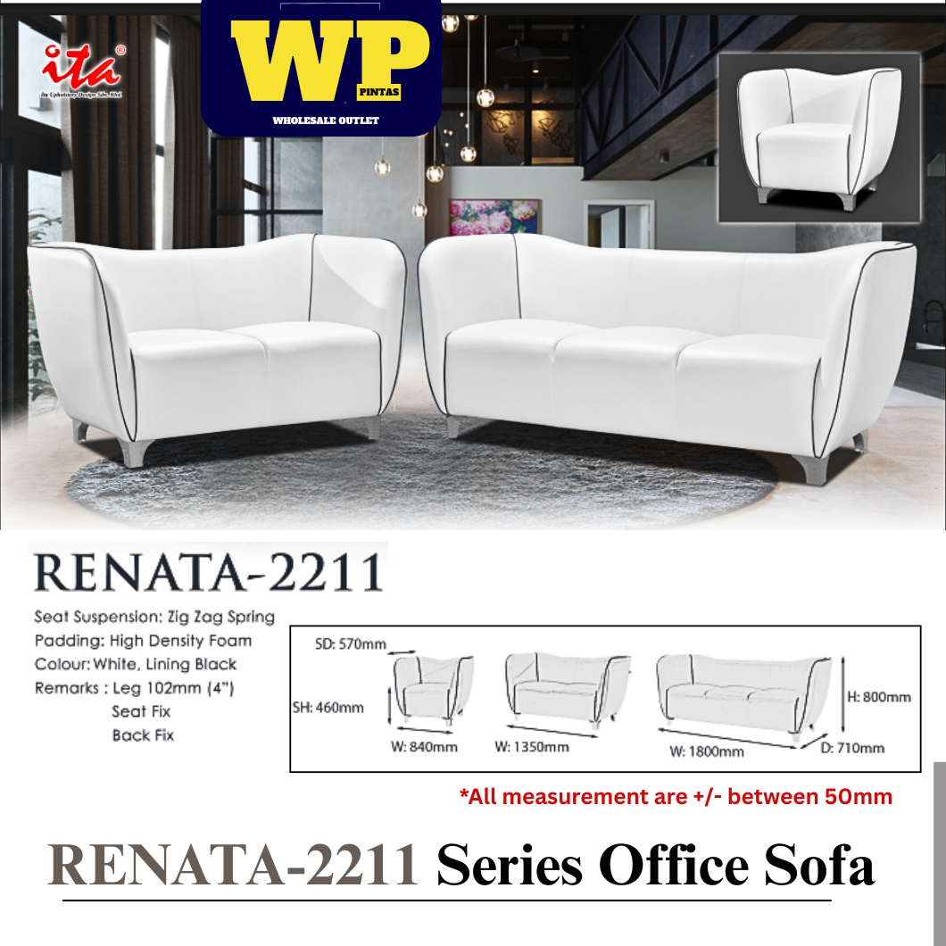 ITA UPHOLSTERY DESIGN RENATA SERIES OFFICE SOFA - ALL SIZE / SINGLE SEATER / DOUBLE SEATER / TRIPLE SEATER / 1+2+3 SEATER SET / VISITOR SOFA / PU LEATHER / FABRIC / SOFA PELAWAT / SOFA PEJABAT / SOFA / RENATA-2211
