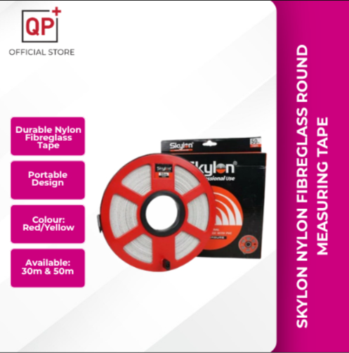 SKYLON 30M / 50M NYLON FIBREGLASS ROUND MEASURING TAPE (COLOUR: RED/YELLOW) l PITA PENGUKUR l 卷尺-50 METER
