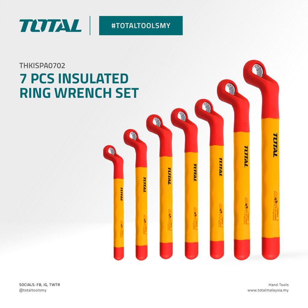 TOTAL INSULATED RING WRENCH SET (7 PCS) THKISPA0702 (VDE Approved Certifications)