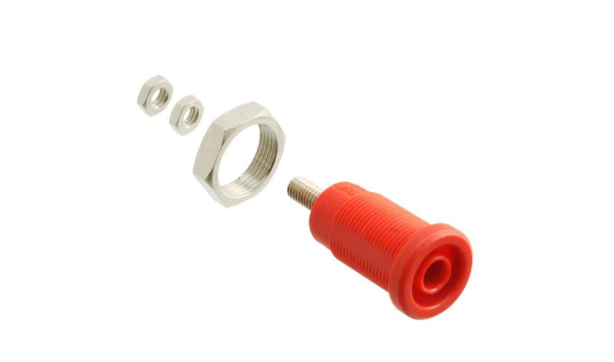 Fluke PJKPL 72930-2 Panel Mt Iec 4mm(0.16in)jack For Sheathed Plug, Hex Nut, 10/pkg (red)