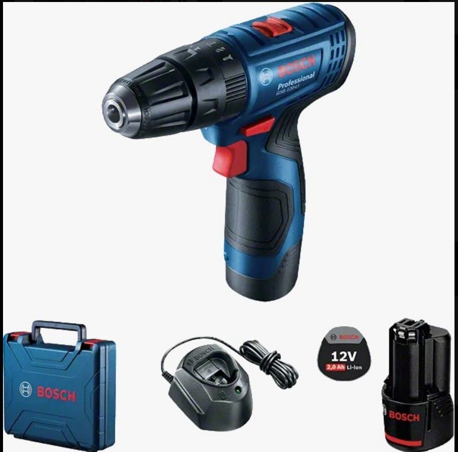 GSB120LIG2AH BOSCH CORDLESS IMPACT DRILL 12V 30NM C/W 2PCS BATTERY 12V 2.0AH & 1PC CHARGER