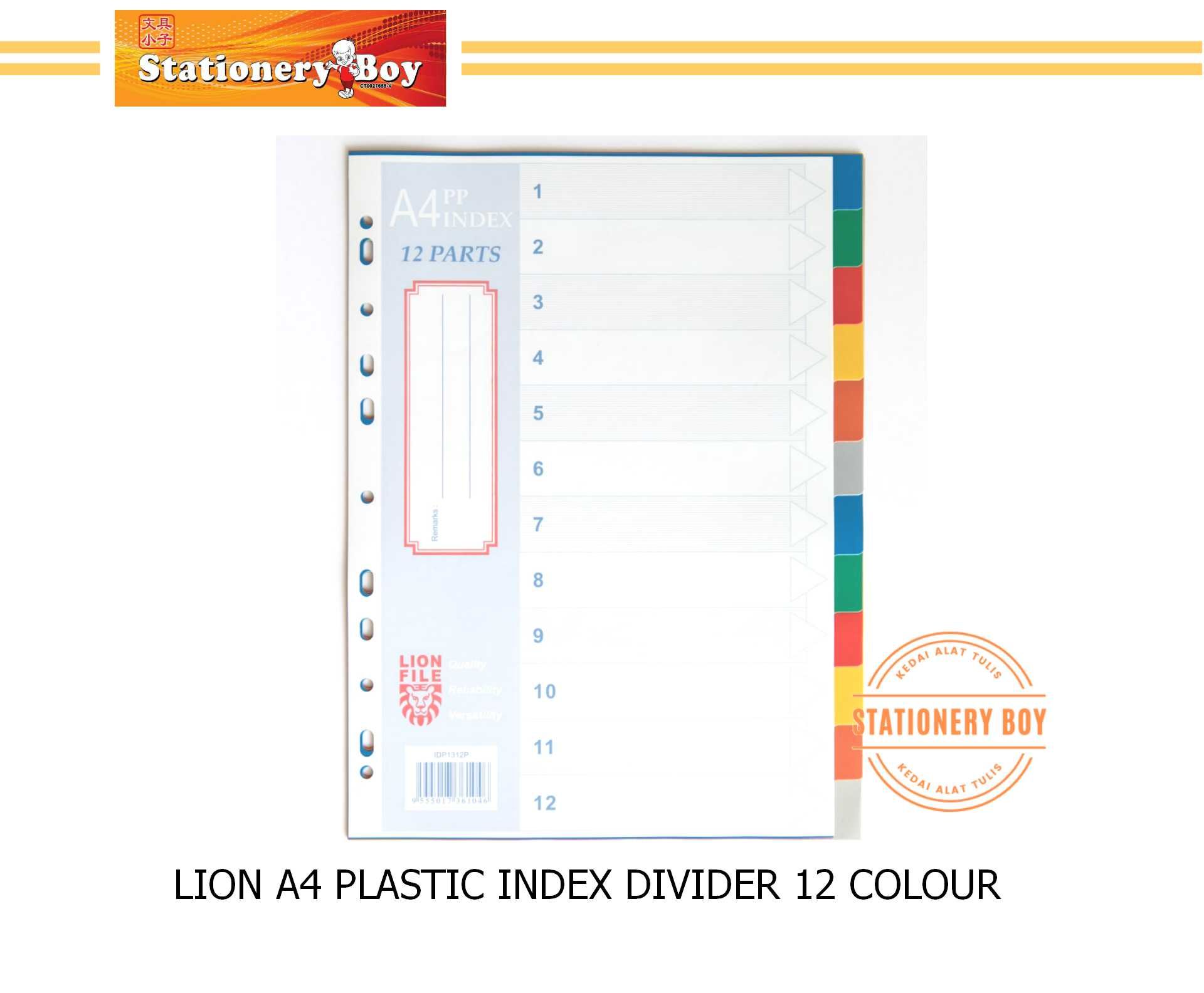 LION A4 Plastic Index Divider / Pembahagi