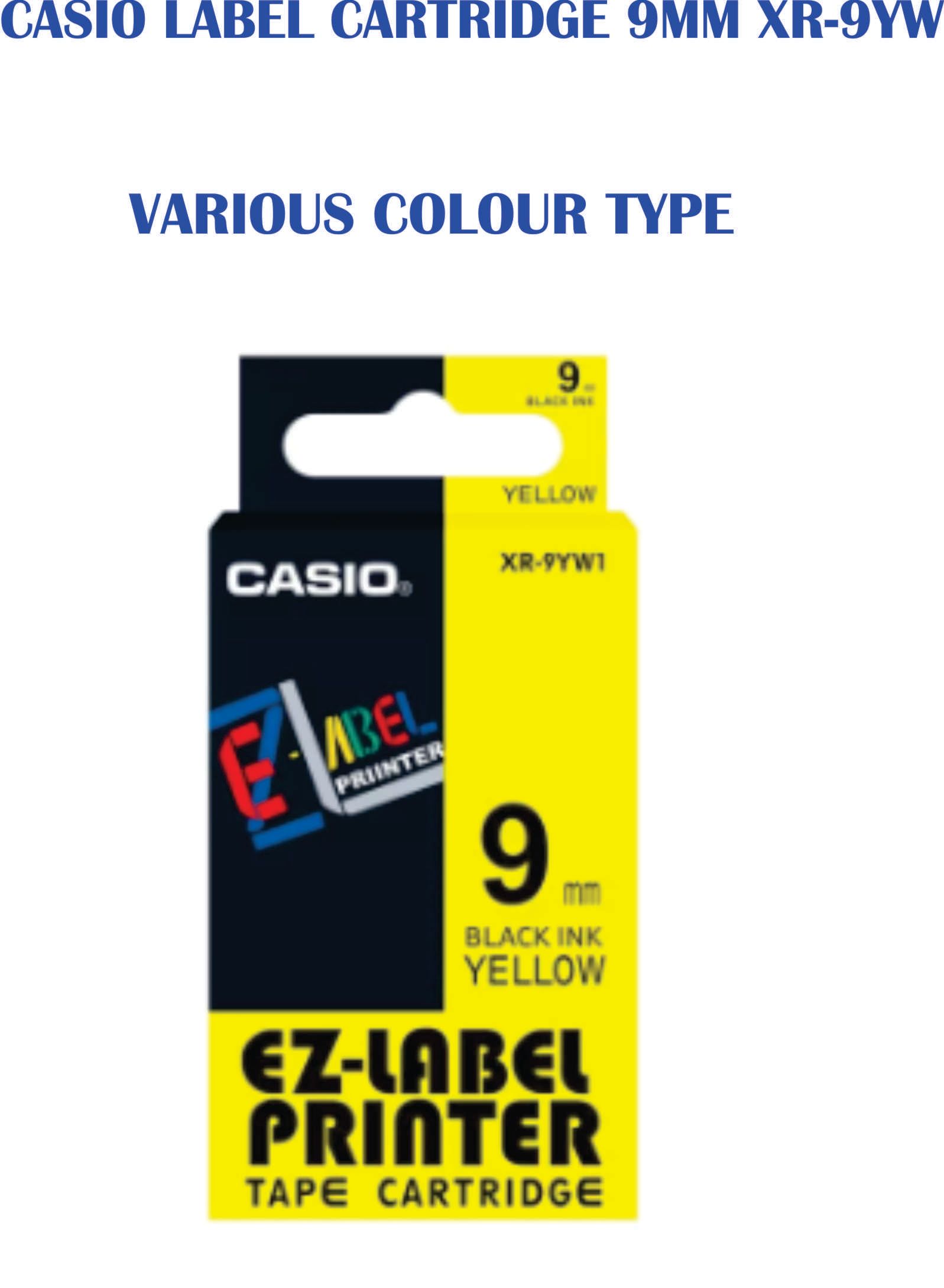 OCHA Casio 9mm EZ Tape Cartridge for Label Printer (White, Clear, Yellow, Blue, Red, Green, Gold, Silver) - Original