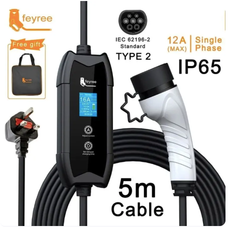 Feyree 3.5kW Portable EV Charger with UK 3 pin plug
