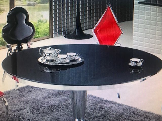 Tempered Glass Round Table Black 6mmX1050mm
