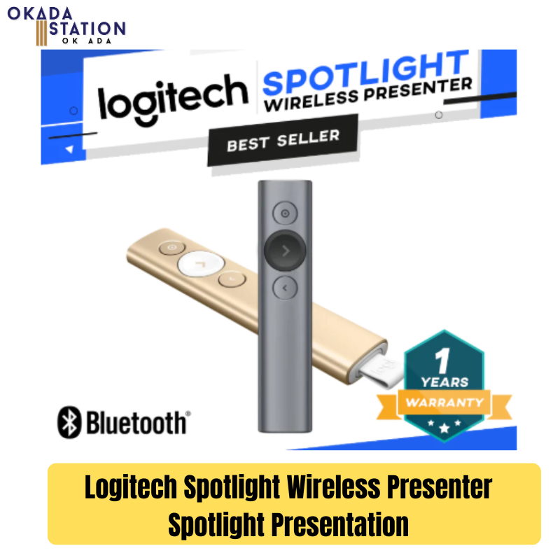 Logitech / Spotlight Wireless Presenter / Spotlight Presentation Remote Pointer / Bluetooth/ 3 Pointing Modes/ Easy to Control