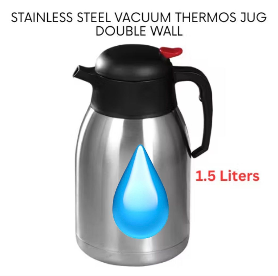 Stainless Steel Vacuum Thermo Jug Double Wall insulated Coffee Flask Pot 1.5L
