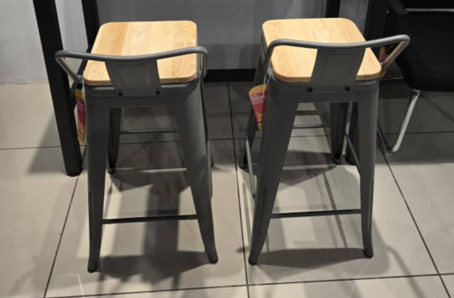 MOUNTENNA METAL STOOL WOODEN SEAT