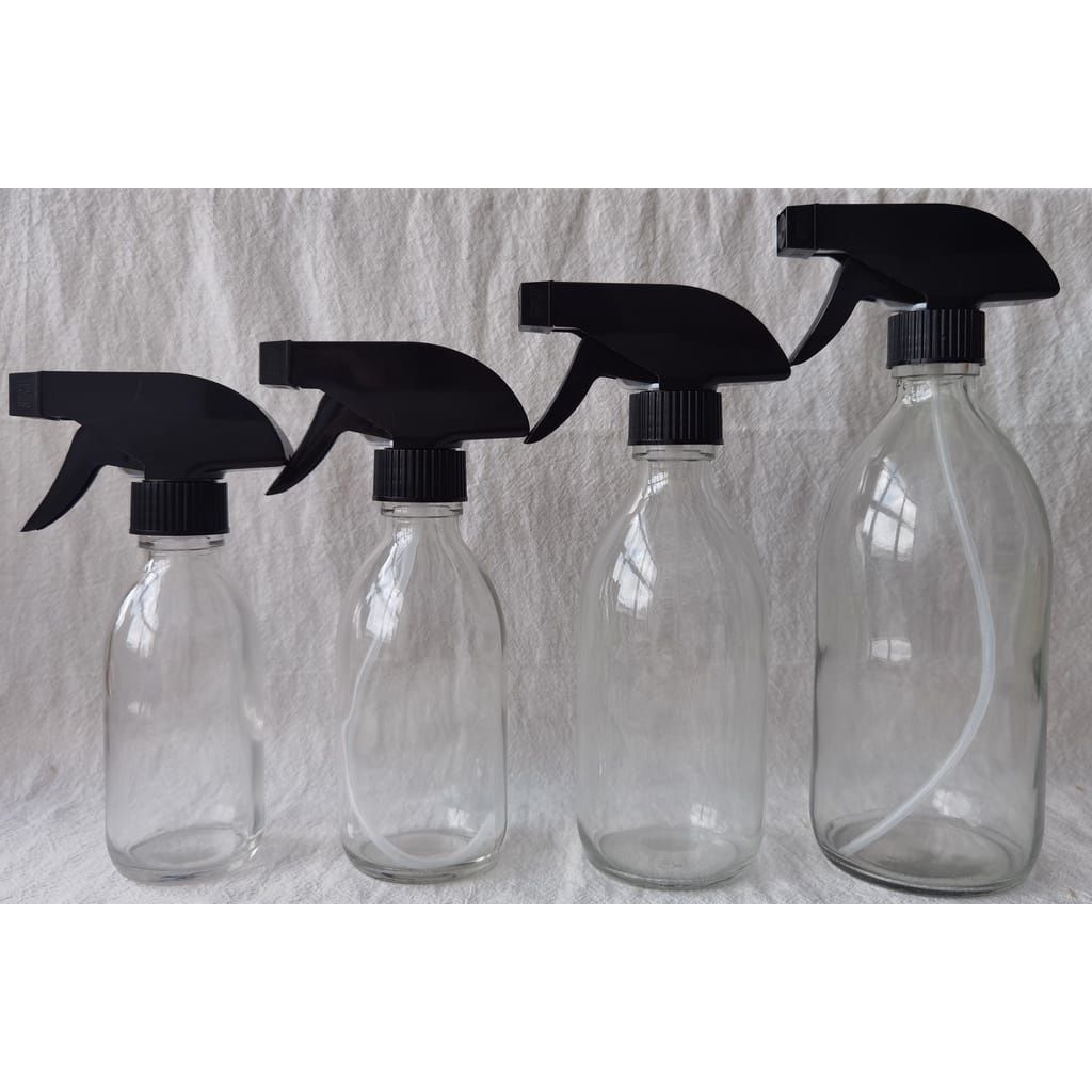 OEM Glass Bottle Amber & Clear With Black Pump/Spray Triangle (200ml Clear)