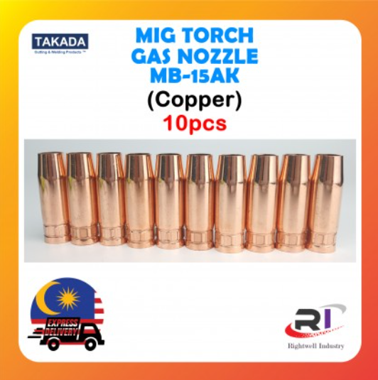 RIGHTWELL TAKADA MIG TORCH COPPER GAS NOZZLE (MB-15AK)