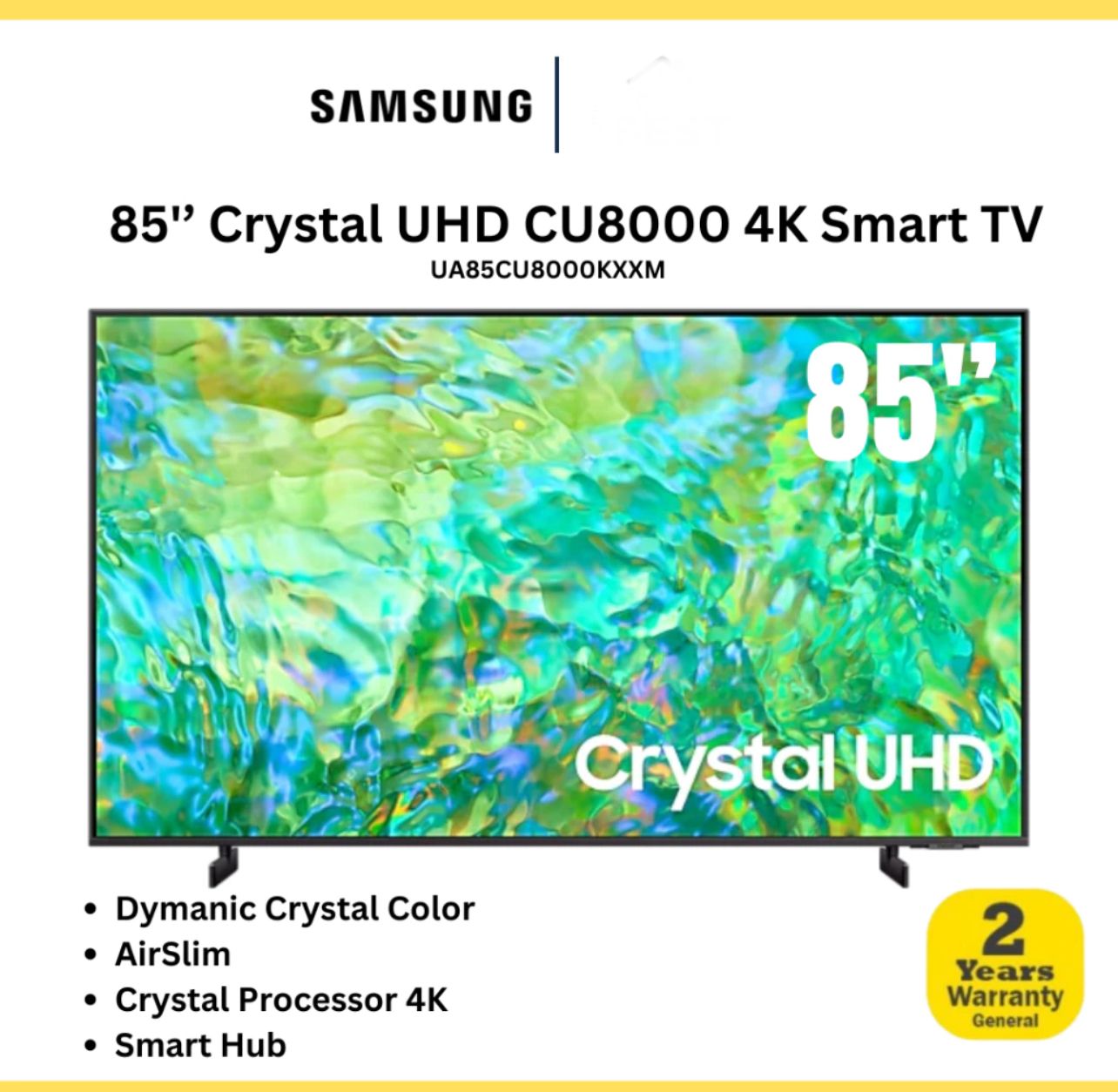 Samsung 85'' CU8000 Series 4K Crystal UHD Smart TV -FREE BRACKET-