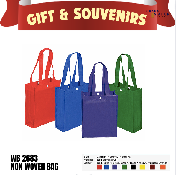 GIFT & SOUVENIR : WB 2683 SMALL NON WOVEN BAG WITH 1 SIDE / 1 COLOUR LOGO PRINTING