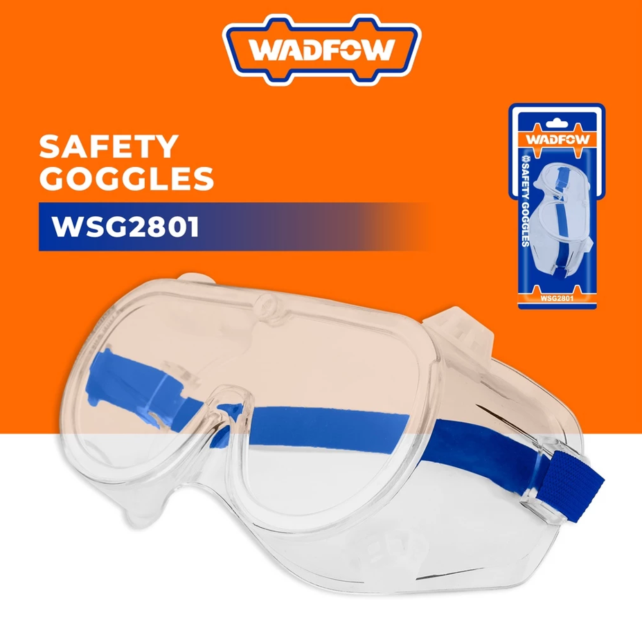 WADFOW SAFETY GOGGLES WITH ELASTIC HEADBAND LIGHTWEIGHT PROTECTION GLASSES WITH AIR OUTLET VALVES (WSG2801)