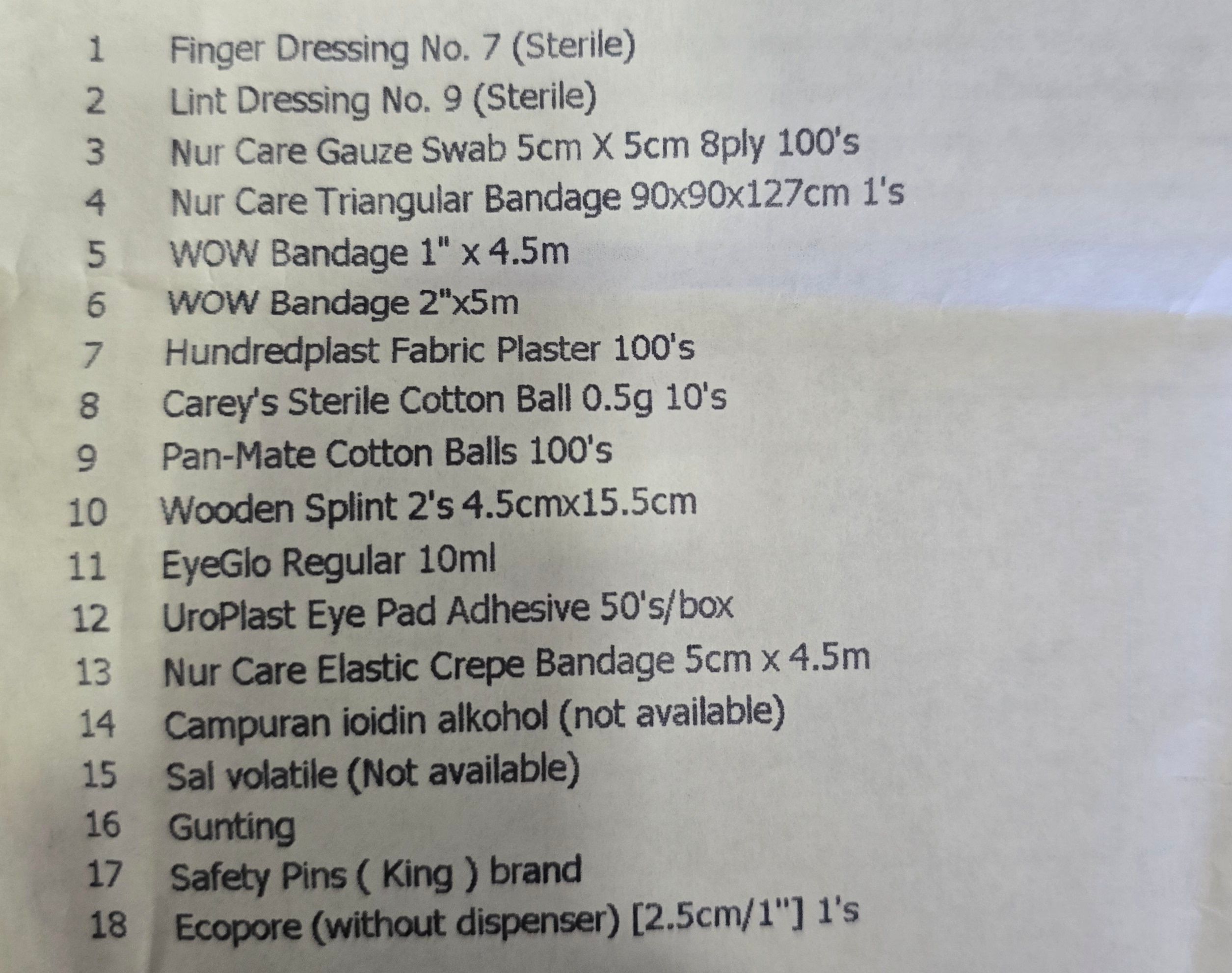 Ubat Set Ubat Untuk First Aid Kit