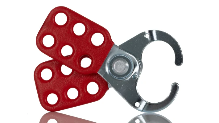 RS PRO Red 6-Lock Steel Hasp Lockout, 25mm Shackle, 25mm Attachment