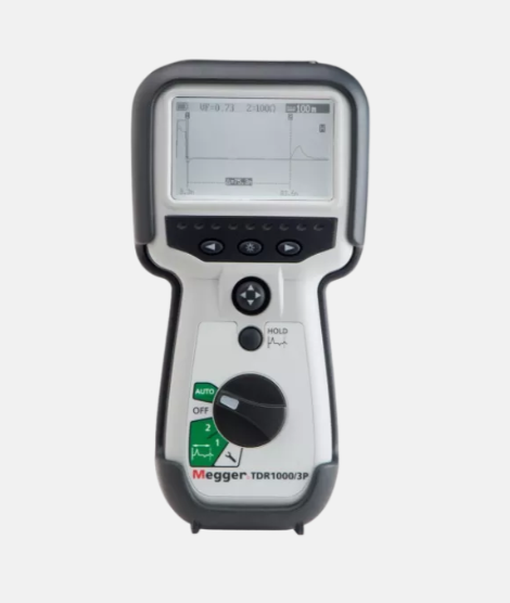 Megger TDR1000/3P Power - Handheld Time Domain Reflectometer (Cable Fault Locator) Fast Pulse (2ns) Range (5km) with Fused Test Leadset