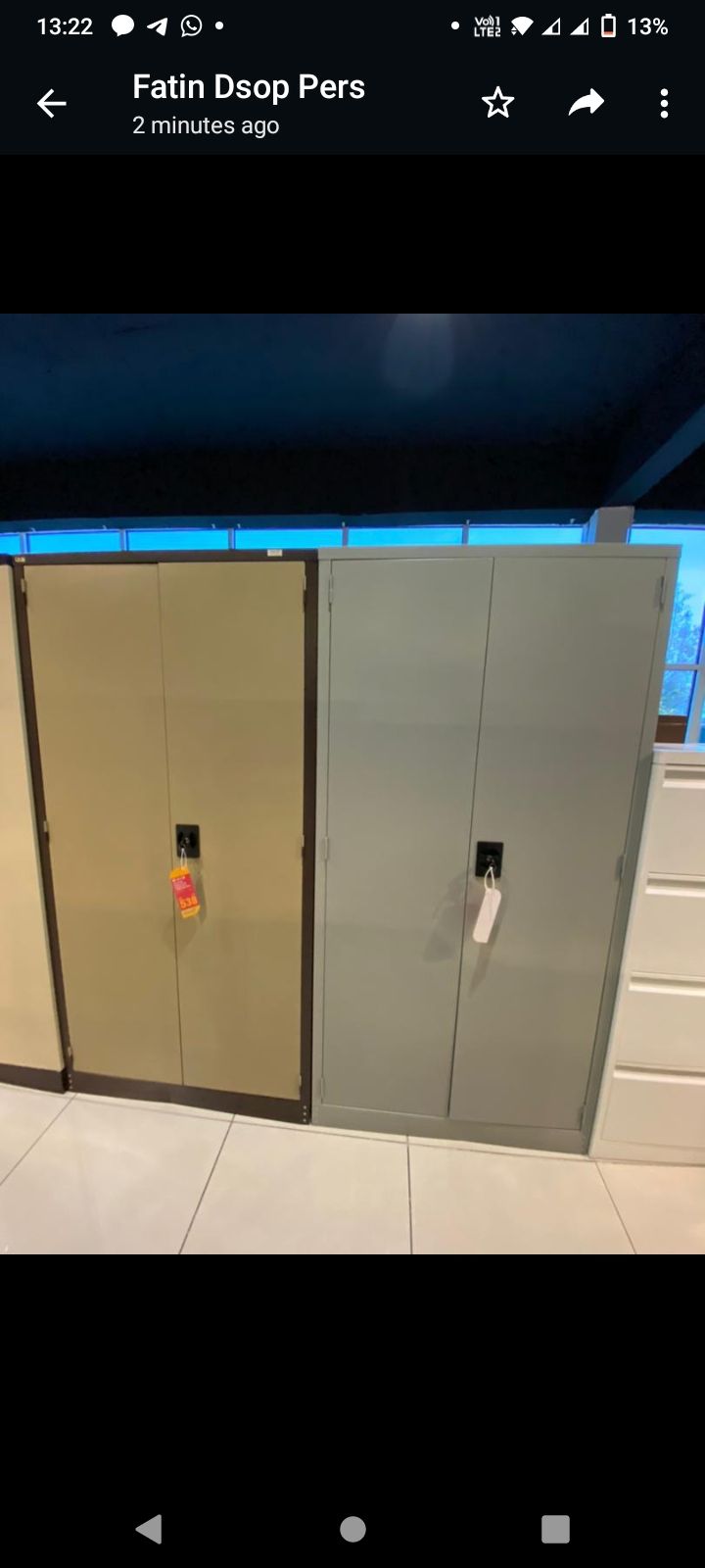 Steel storage cabinet double swing door (915W x 457D x 1828H mm) light grey