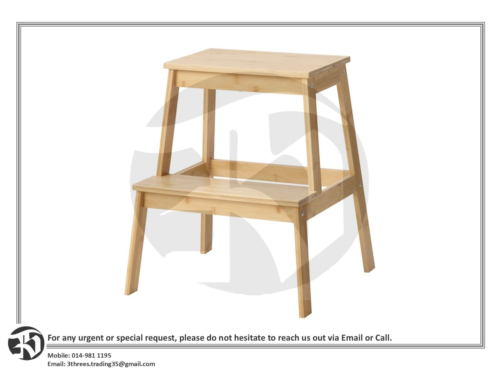 TENHULT Bamboo Step Stool 43cm x 40cm x 50cm