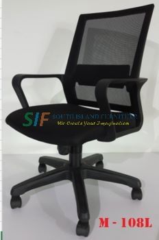 READYSTOCK OFFICE CHAIR MEDIUM BACK M108 BLACK COLOUR
