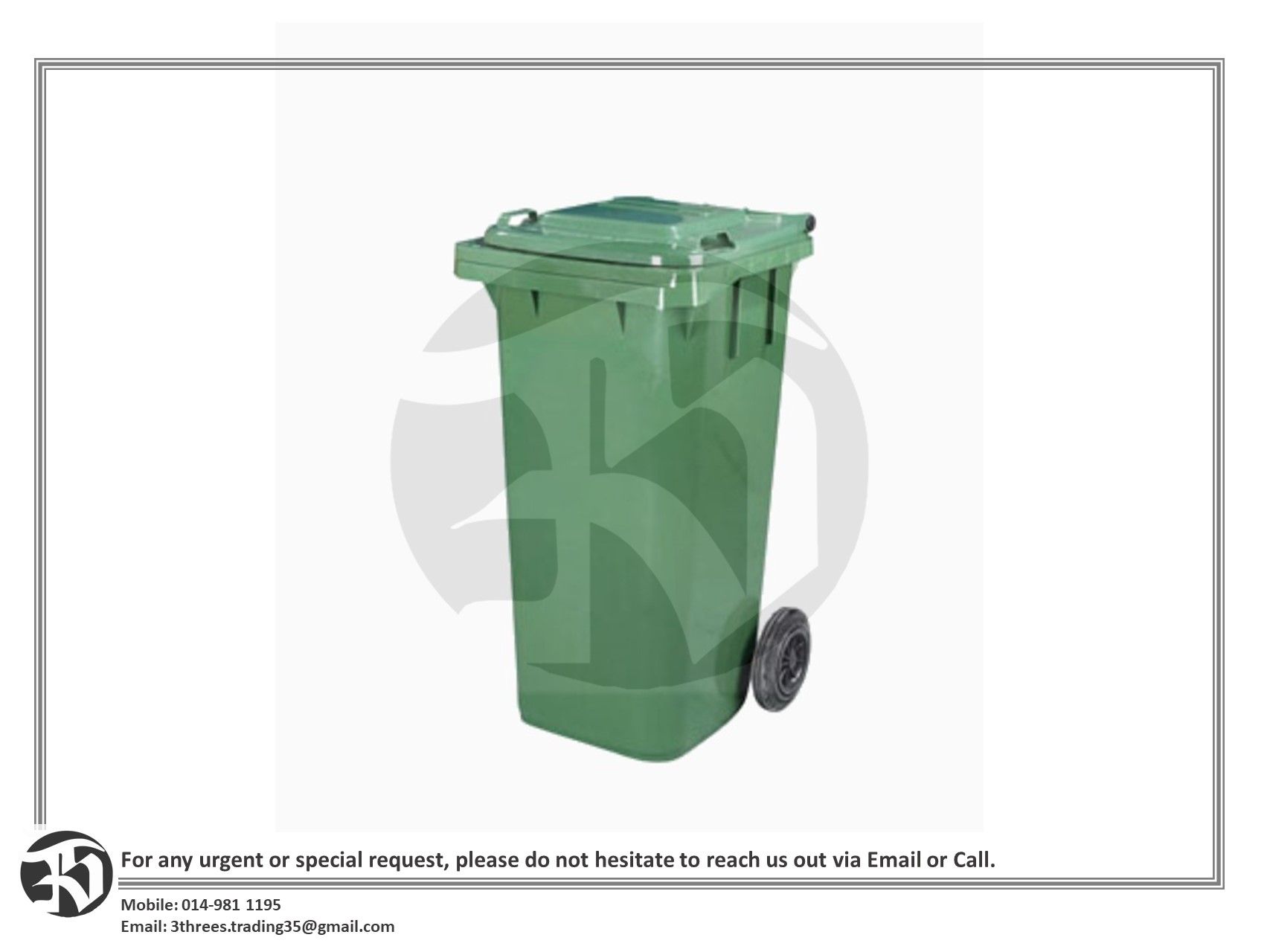 Two wheel garbage bin 120 litre