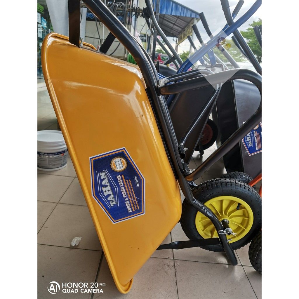*ORIGINAL(BRAND TAHAN) SUPER HEAVY DUTY STEEL WHEEL BARROW (YELLOW) /KERETA SORONG