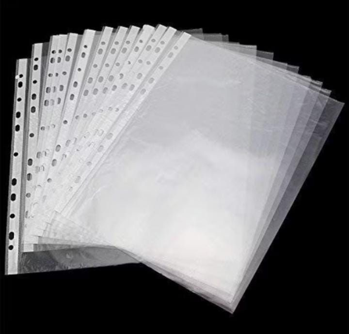A4 clear plastic punched pocket folders 10's