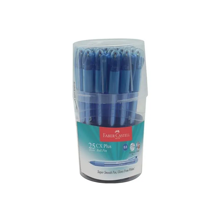 FABER CASTELL CX PLUS 0.5 BLUE BALL PEN (25PCS/BOX)