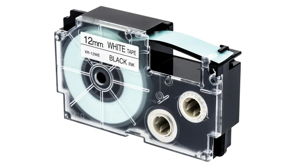 Casio EZ-Label Printer 12mm XR-12WE White Tape / Black ink
