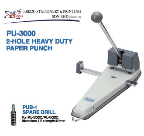 OPEN PUNCH HEAVY DUTY PUNCHER PU3000 (2 Holes) - 160 sheets (PU 3000, PU-3000, paper punch, penumbuk, puncher paper, 2 Hole Puncher, heavy duty puncher)