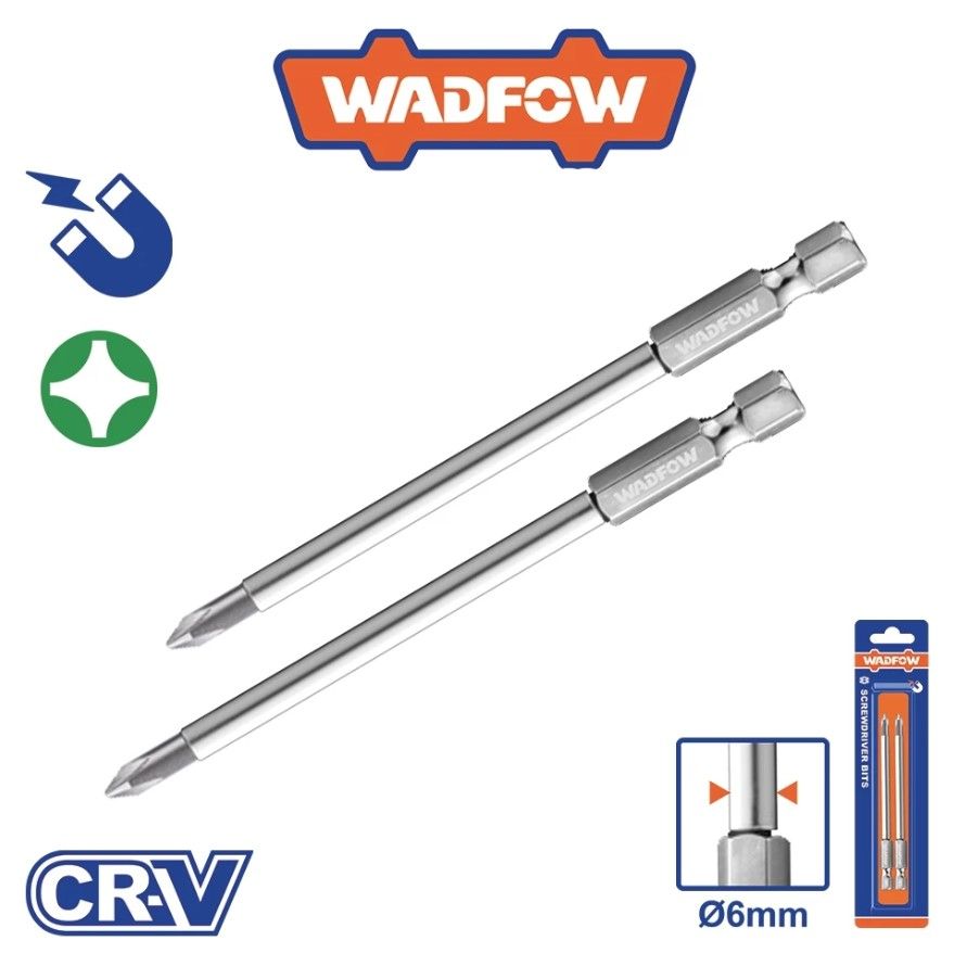 WADFOW (2PCS/SET) PH2 100X6MM SCREWDRIVER BIT WSV9KPH2