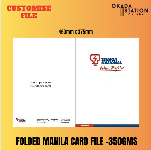 CUSTOMISE FILE / MANILA CARD FOLDED FILE -350GMS / PRINTING FILE / FOLDED FILE