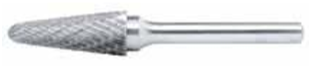 Temo General Series Carbide Burr - 8mm Shank L1230 Double Cut TiN Coated Conical 14掳
