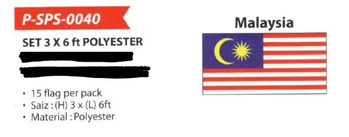 Bendera Malaysia 3 X 6 ft Polyester