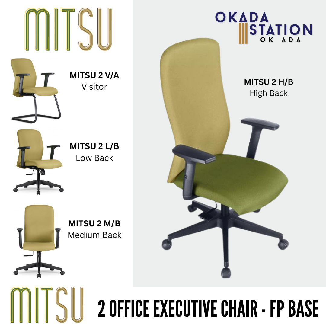 MITSU 2 ERGONOMIC OFFICE EXECUTIVE CHAIR - ALL SIZE / EXECUTIVE SERIES / OFFICE CONFERENCE CHAIR / OFFICE SWIVEL CHAIR / EXECUTIVE CHAIR / DIRECTOR CHAIR / OFFICE CHAIR / FP HIGH BASE / FABRIC / PU LEATHER / MITSU 2