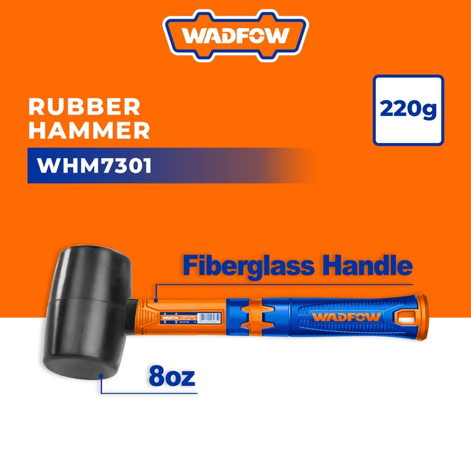 WADFOW RUBBER HAMMER FIBERGLASS HANDLE (220G) (WHM7301)