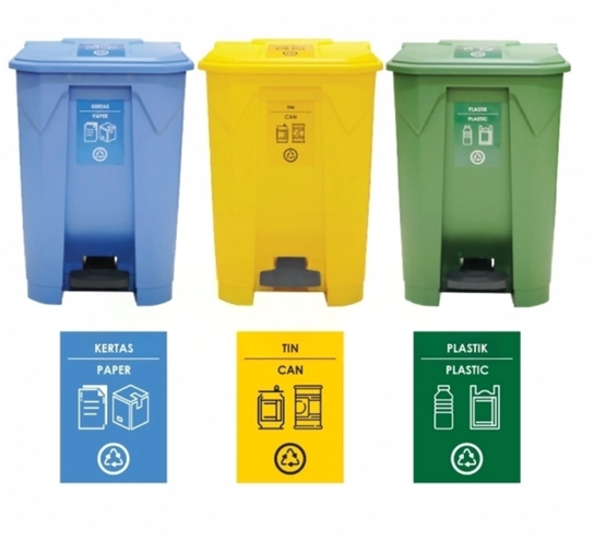 TOPBINS DUSTBIN WITH COVER PEDAL TRASH BIN 45L (ALL COLOR)