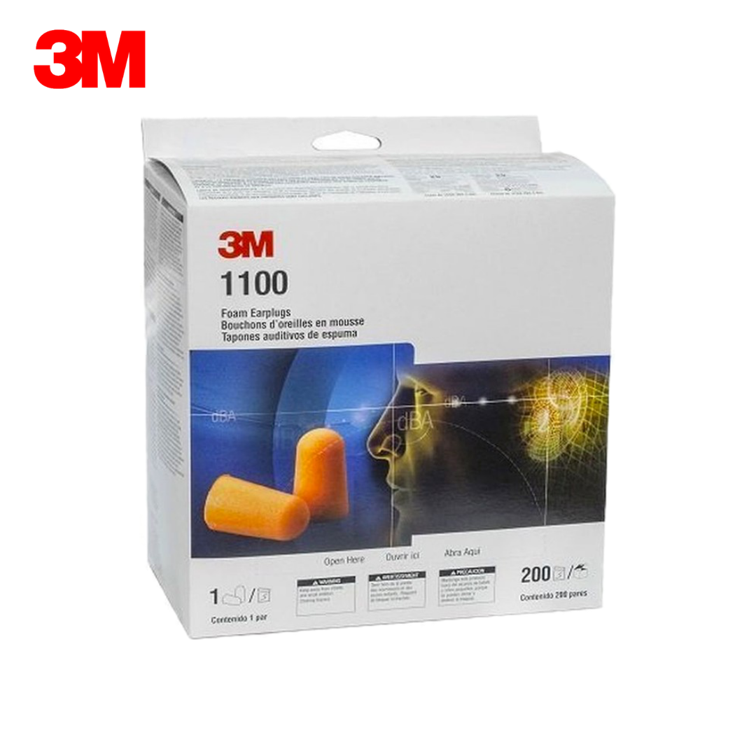3M 1100 Disposable Ear Plug Soft Foam 200 pair in 1 box