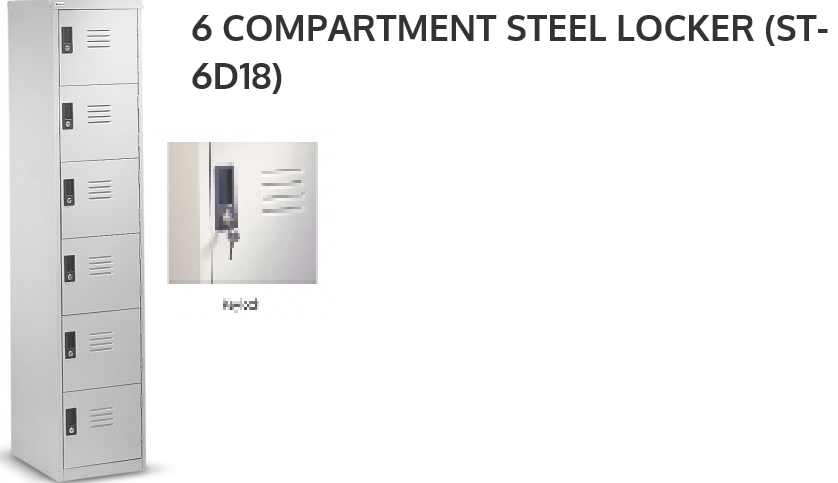 APEX Steel Locker 6 Compartments ST-6D18 381 x 457 x 1828mm