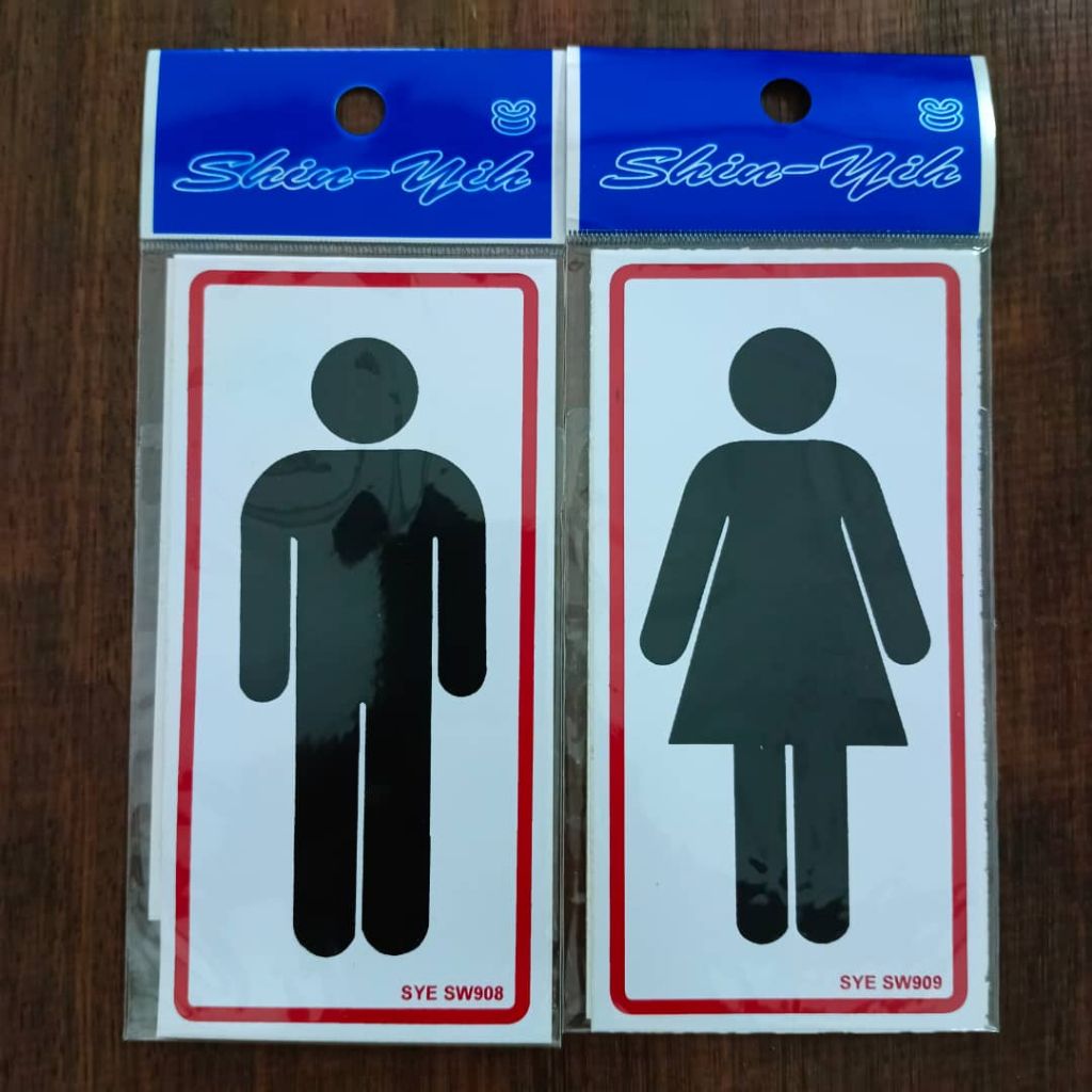 Sticker Sign Board TOILET (MALE) / (FEMALE) 3" x 6"