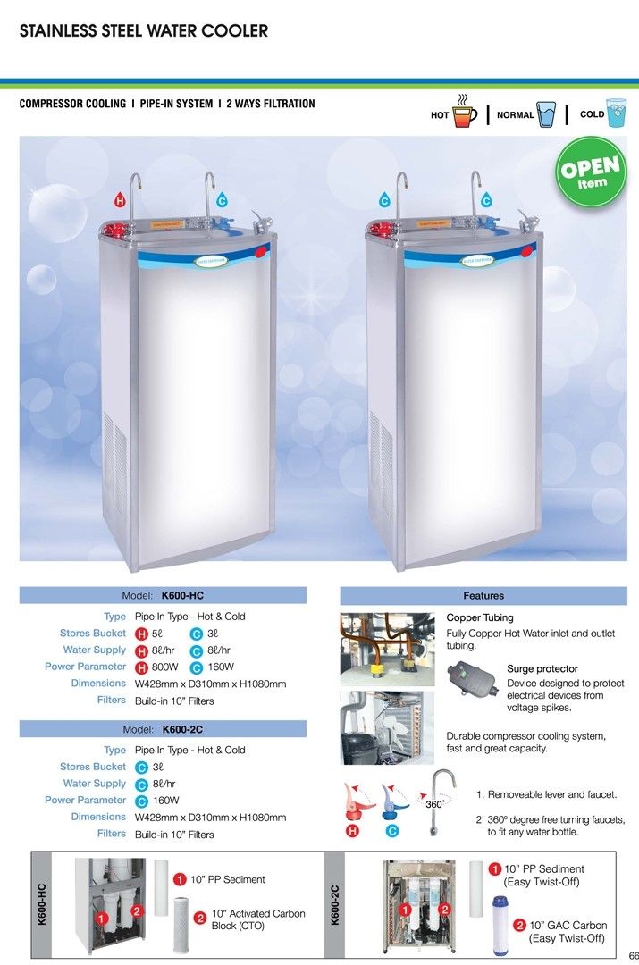 K600-HC (Hot & Cold water) Stainless Steel Water Cooler